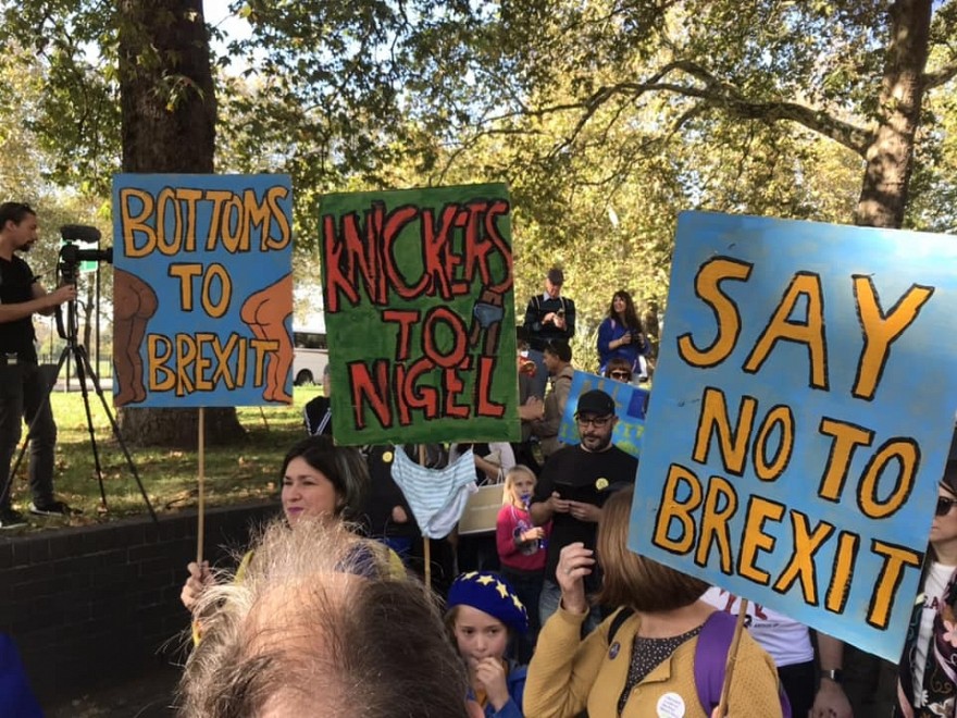 Protestas prieš Brexit Londone. Nuotraukomis su Londoniete pasidalino operos solistas Edgaras Montvidas.