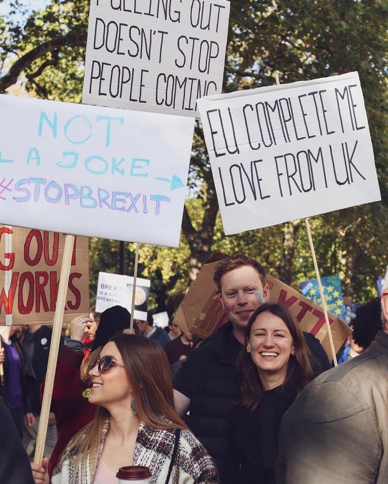 Protestas prieš Brexit Londone. Eisenos dalyvės Eglės foto.
